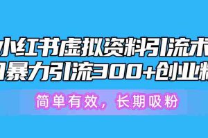 （10941期）小红书虚拟资料引流术，日暴力引流300+创业粉，简单有效，长期吸粉