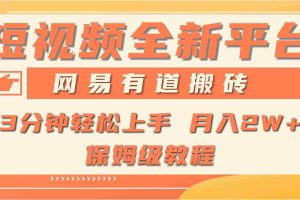 （9520期）全新短视频平台，网易有道搬砖，月入1W+，平台处于发展初期，正是入场最…