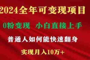 （9045期）2024全年可变现项目，一天收益至少2000+，小白上手快，普通人就要利用互…