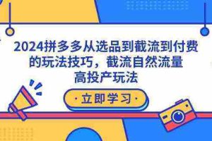 （9037期）2024拼多多从选品到截流到付费的玩法技巧，截流自然流量玩法，高投产玩法