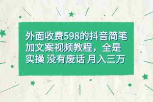 （7327期）外面收费598抖音简笔加文案教程，全是实操 没有废话 月入三万（教程+资料）