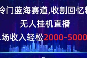 （8544期）冷门蓝海赛道，收割回忆粉，无人挂机直播，单场收入轻松2000-5w+