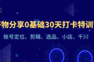 （6419期）好物分享0基础30天打卡特训营：账号定位、剪辑、选品、小店、千川
