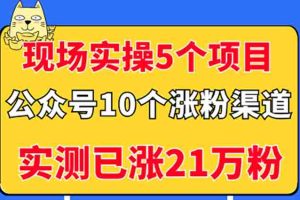 （2947期）现场实操5个公众号项目，10个涨粉渠道，实测已涨21万粉！