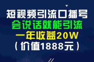 （2804期）短视频引流口播号，会说话就能引流，一年收益20W（价值1888元）