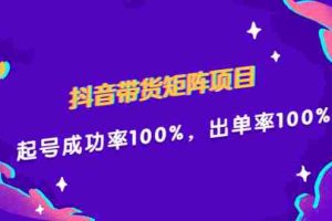 （2249期）抖音带货矩阵项目，起号成功率100%，出单率100%！
