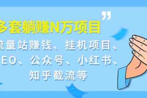 （1958期）9套躺赚N万项目：流量站赚钱、挂机项目、SEO、公众号、小红书、知乎截流等
