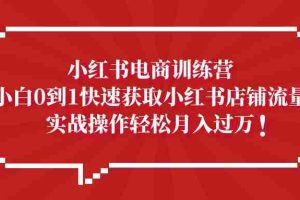 （5309期）小红书电商训练营，小白0到1快速获取小红书店铺流量，实战操作月入过万
