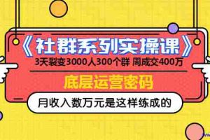 （966期）《社群系列实操课》 3天裂变3000人300个群 周成交400万的底层运营密码