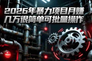 （17218期）2026年暴力项目月赚几万很简单可批量操作，成本低，利润大