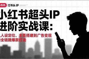 （17190期）小红书超头IP进阶实战课：从人设定位、主页搭建到广告变现的全链路爆款打法
