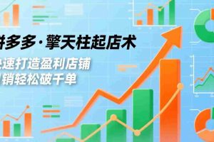 （17149期）拼多多·擎天柱起店术，爆流布局、利润起飞、不断流，快速打造盈利店铺，日销轻松破千单