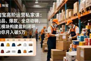 （16865期）淘宝高阶运营私家课：选品、爆款、全店动销，三模块构建盈利闭环，助你月入破5万