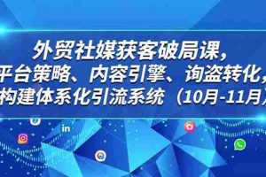 （16786期）外贸 社媒获客破局课，平台策略、内容引擎、询盘转化，构建体系化引流系统（10月-11月）