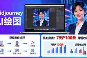 （16049期）AI绘图照片开口说话视频制作：Midjourney+数字人，7天产100条月增收过万