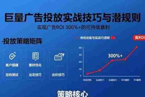 （15626期）巨量广告投放实战技巧与潜规则：实现广告ROI 300%+的可持续暴利