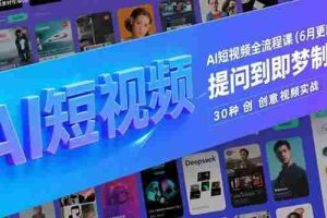 （15194期）AI短视频全流程课(6月更新)，Deepseek提问到即梦制图，30种创意视频实战