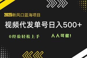 （14749期）2025视频代发蓝海项目：0经验轻松上手，单号日入500+，人人可做！