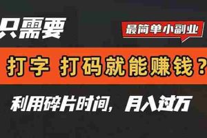 （14673期）只需要打字，打码，就能赚钱？简单的赚钱小副业，利用碎片时间，月入过万
