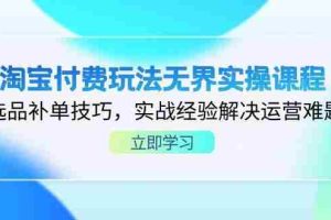 （14344期）淘宝付费玩法无界实操课程，选品补单技巧，实战经验解决运营难题