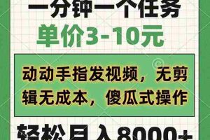 （14494期）一分钟一个任务，单价3-10元，动动手指发视频，无剪辑无成本，傻瓜式操…