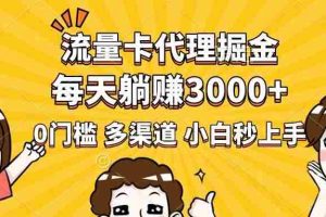 （14348期）流量卡代理掘金，0门槛，每天躺赚3000+，多种推广渠道，新手小白轻松上手