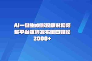 （14127期）AI一键生成原创影视解说视频，带音频，字幕的视频，可以多平台发布，轻…