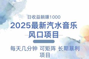 （13894期）2025最新汽水音乐躺赚项目 每天几分钟 日入1000＋