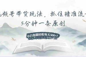 （13492期）视频号带货玩法，抓住精准流量，5分钟一条原创，小白也能轻松每天500+！