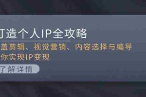 （13368期）打造个人IP全攻略：涵盖剪辑、视觉营销、内容选择与编导，助你实现IP变现