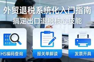 （17601期）外贸退税系统化入门指南：HS编码查询+报关单解读+发票开具，一套课程搞定出口退税核心技能