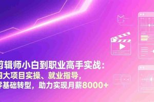 （17360期）剪辑师小白到职业高手实战：四大项目实操、就业指导，零基础转型，助力实现月薪8000+