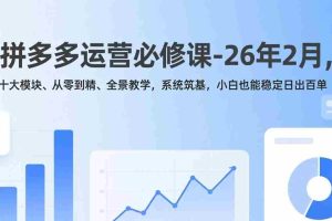 （17355期）拼多多运营必修课-26年2月，十大模块、从零到精、全景教学，系统筑基，小白也能稳定日出百单