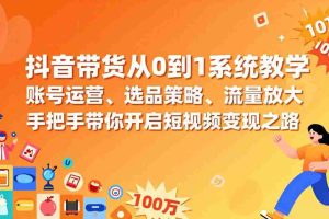 （17326期）抖音带货从0到1系统教学，账号运营、选品策略、流量放大，手把手带你开启短视频变现之路