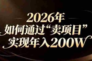 （17309期）站在2026年的十字路口：一个普通人如何通过卖项目实现年入200万