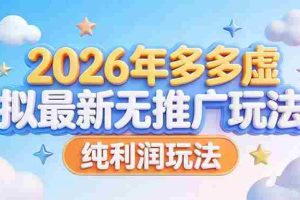 （17692期）2026年多多虚拟最新无推广，纯利润玩法