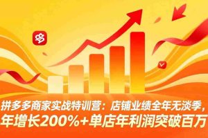 （17717期）拼多多商家实战特训营：店铺业绩全年无淡季，年增长200%+单店年利润突破百万(26年3月更新)