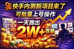 （17767期）快手新开放短剧项目，可批量上号，全自动运行，收益无上限