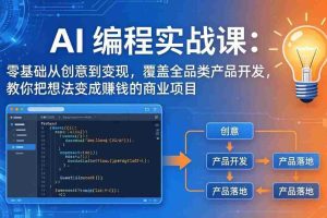 （17780期）AI编程实战课-第三期：零基础从创意到变现，覆盖全品类产品开发，把想法变成赚钱的商业项目